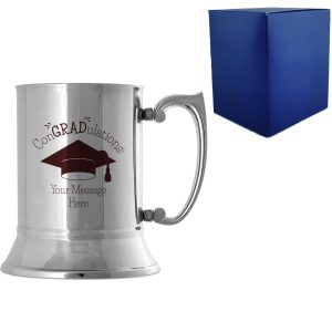 Personalised Engraved Graduation Steel Tankard with 'ConGRADulations' Design, Personalise with Any Name or Message