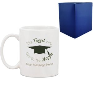 Personalised Printed Graduation Mug with 'The Tassel was worth the Hassle' Design, Personalise with Any Name or Message