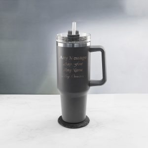 Engraved Extra Large Grey Travel Cup 40oz/1135ml, Any Message