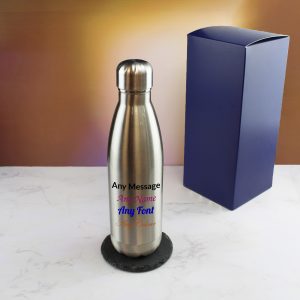Printed Silver Thermal Bottle, Any Message, Stainless Steel 500ml/17oz