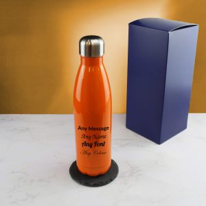 Printed Orange Thermal Bottle, Any Message, Stainless Steel 500ml/17oz