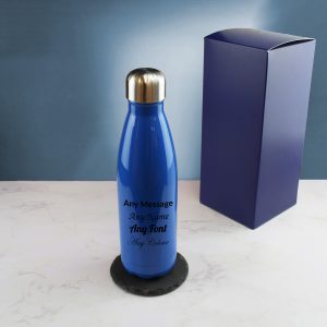 Printed Blue Thermal Bottle, Any Message, Stainless Steel 500ml/17oz