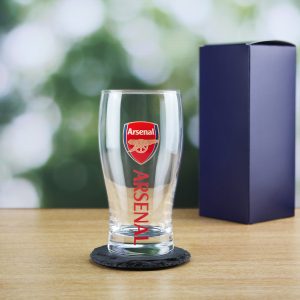 Engraved Arsenal 20oz Tulip Pint Glass, Gift Boxed