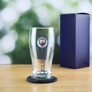 Engraved Manchester City 20oz Tulip Pint Glass, Gift Boxed