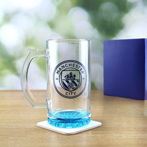 Engraved Official Manchester City 20oz Beer Mug, Gift Boxed