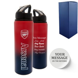 Official Printed Metal Arsenal Bottle, Personalise Any Message, Gift Boxed