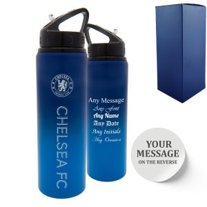 Official Printed Metal Chelsea Bottle, Personalise Any Message, Gift Boxed