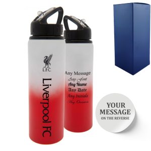 Official Printed Metal Liverpool Bottle, Personalise Any Message, Gift Boxed