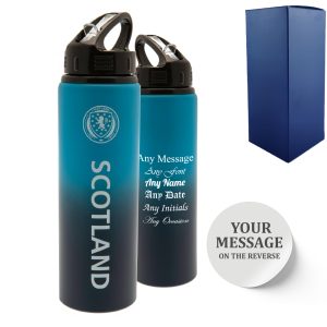 Official Printed Metal Scottland Bottle, Personalise Any Message, Gift Boxed