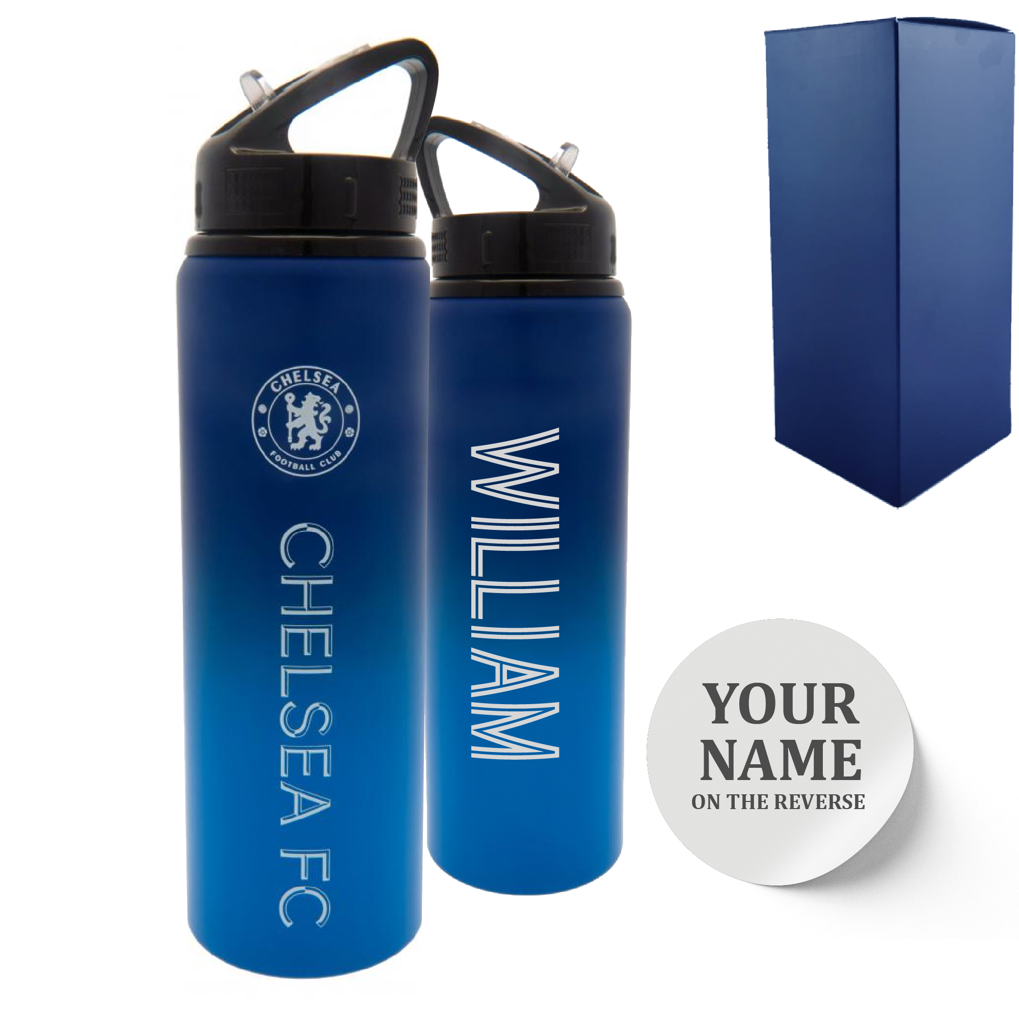 Official Printed Metal Chelsea Bottle, Personalise Any Name, Gift Boxed