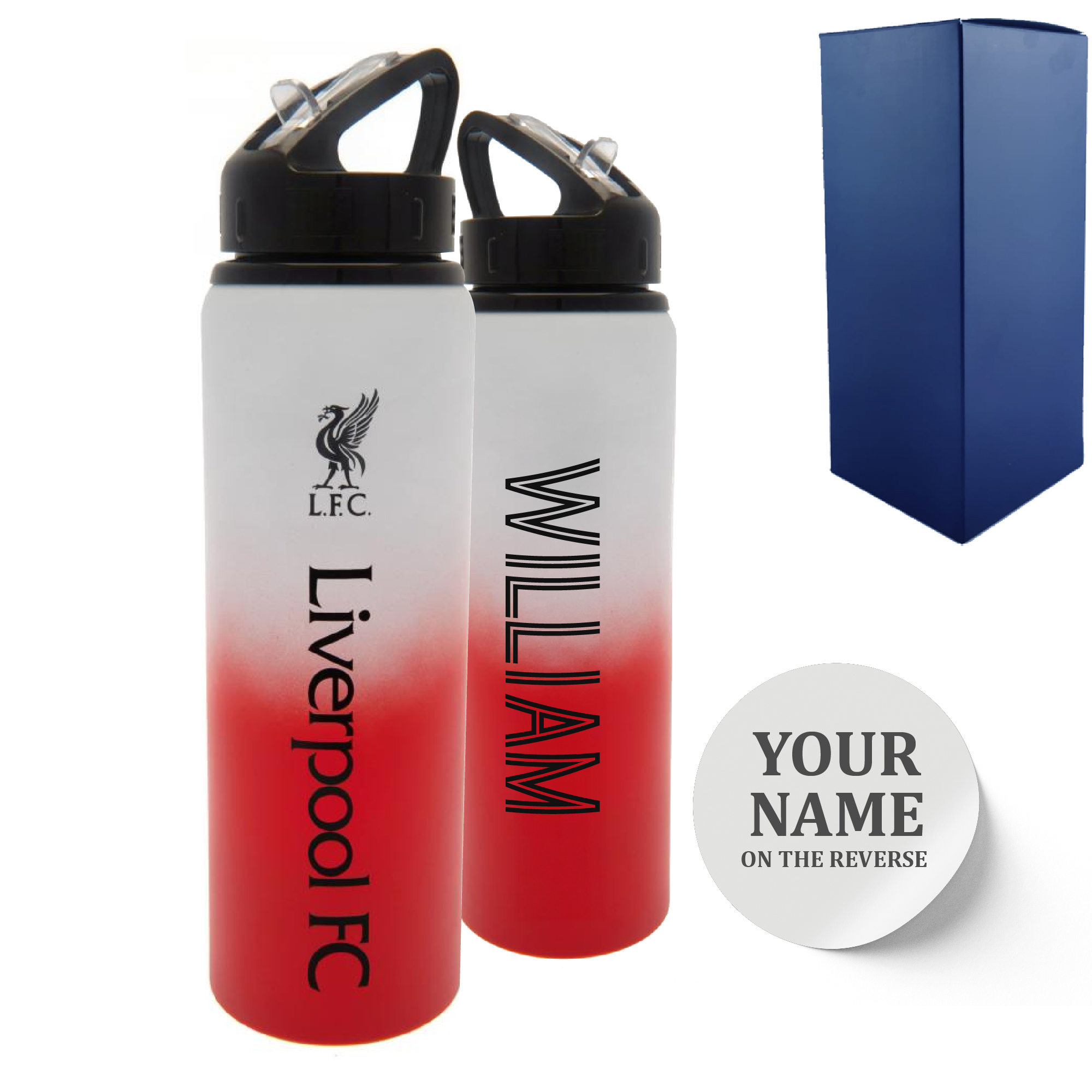 Official Printed Metal Liverpool Bottle, Personalise Any Name, Gift Boxed