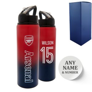 Official Printed Metal Arsenal Bottle, Personalise Any Number, Gift Boxed