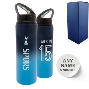 Official Printed Metal Tottenham Bottle, Personalise Any Number, Gift Boxed