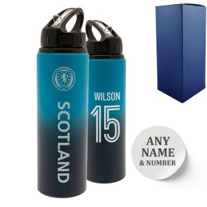 Official Printed Metal Scottland Bottle, Personalise Any Number, Gift Boxed