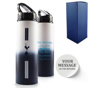 Official Printed Metal Tottenham Bottle, Personalise Any Message, Gift Boxed, Striped Design
