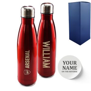 Official Printed Arsenal Thermal Bottle Painted, Personalise Any Name, Gift Boxed