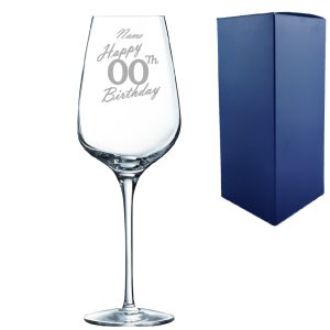 Engraved 450ml Sublym Wine Glass Custom Number Birthday Handwritten Design